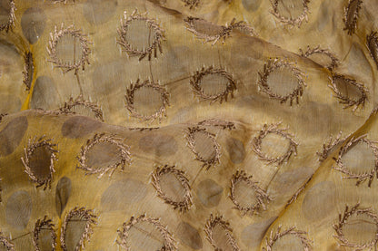 Embroidered Iridescent Silk Viscose Organza - Brown