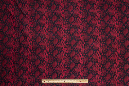 Snake Skin Printed Silk Charmeuse - Burgundy / Black