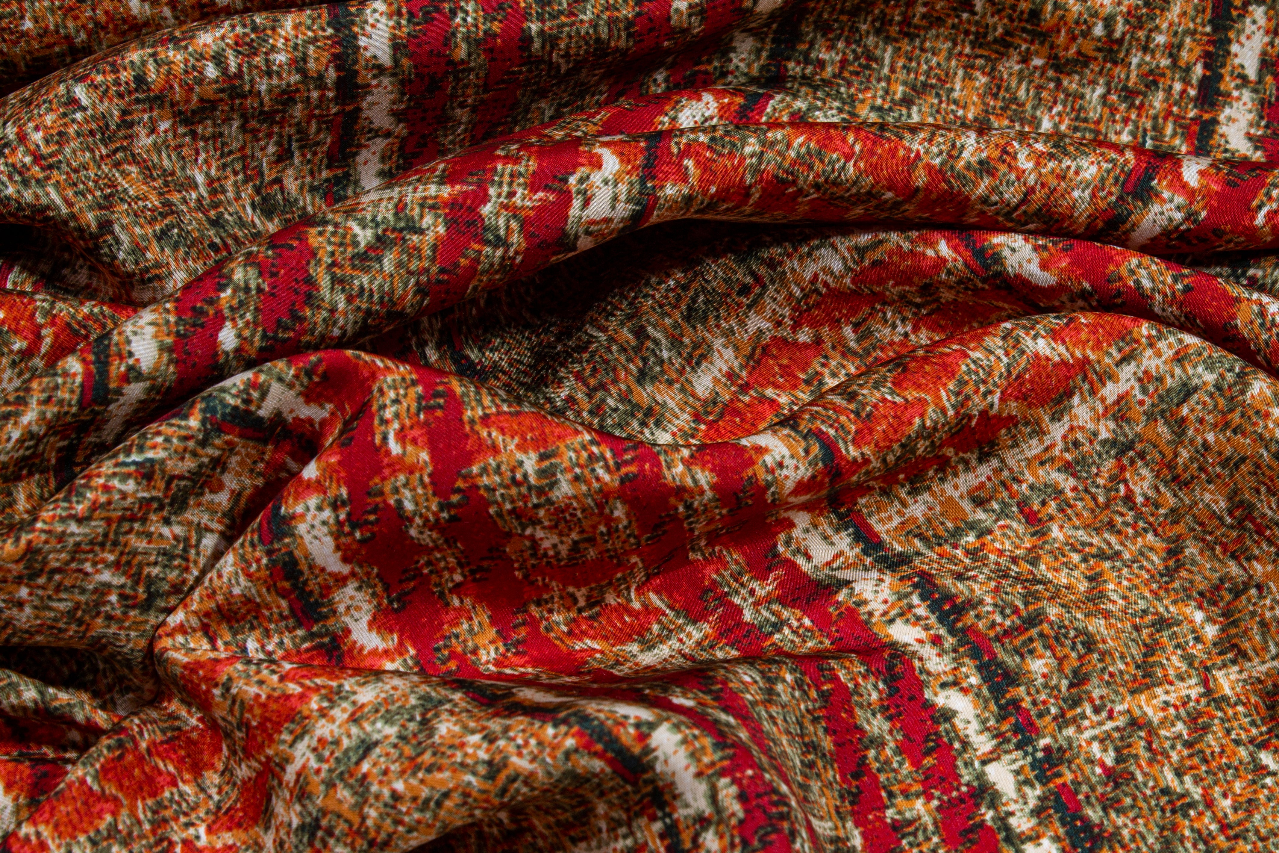 Checked Silk Lining - Red / Brown