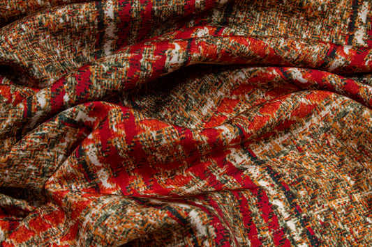 Checked Silk Lining - Red / Brown