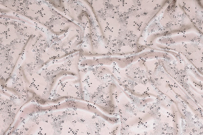 Printed Italian Silk Jacquard - Light Taupe / Black