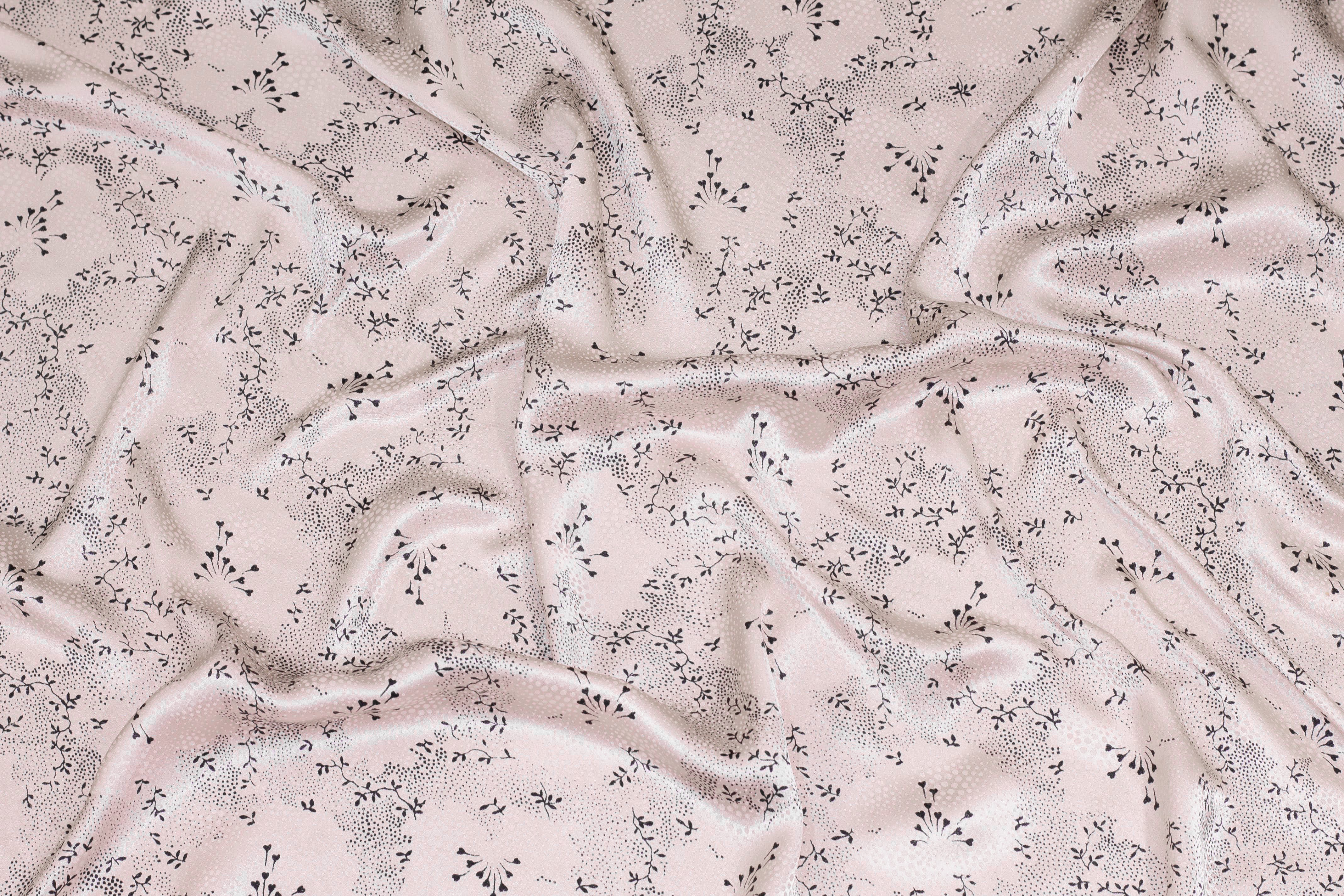 Printed Italian Silk Jacquard - Light Taupe / Black
