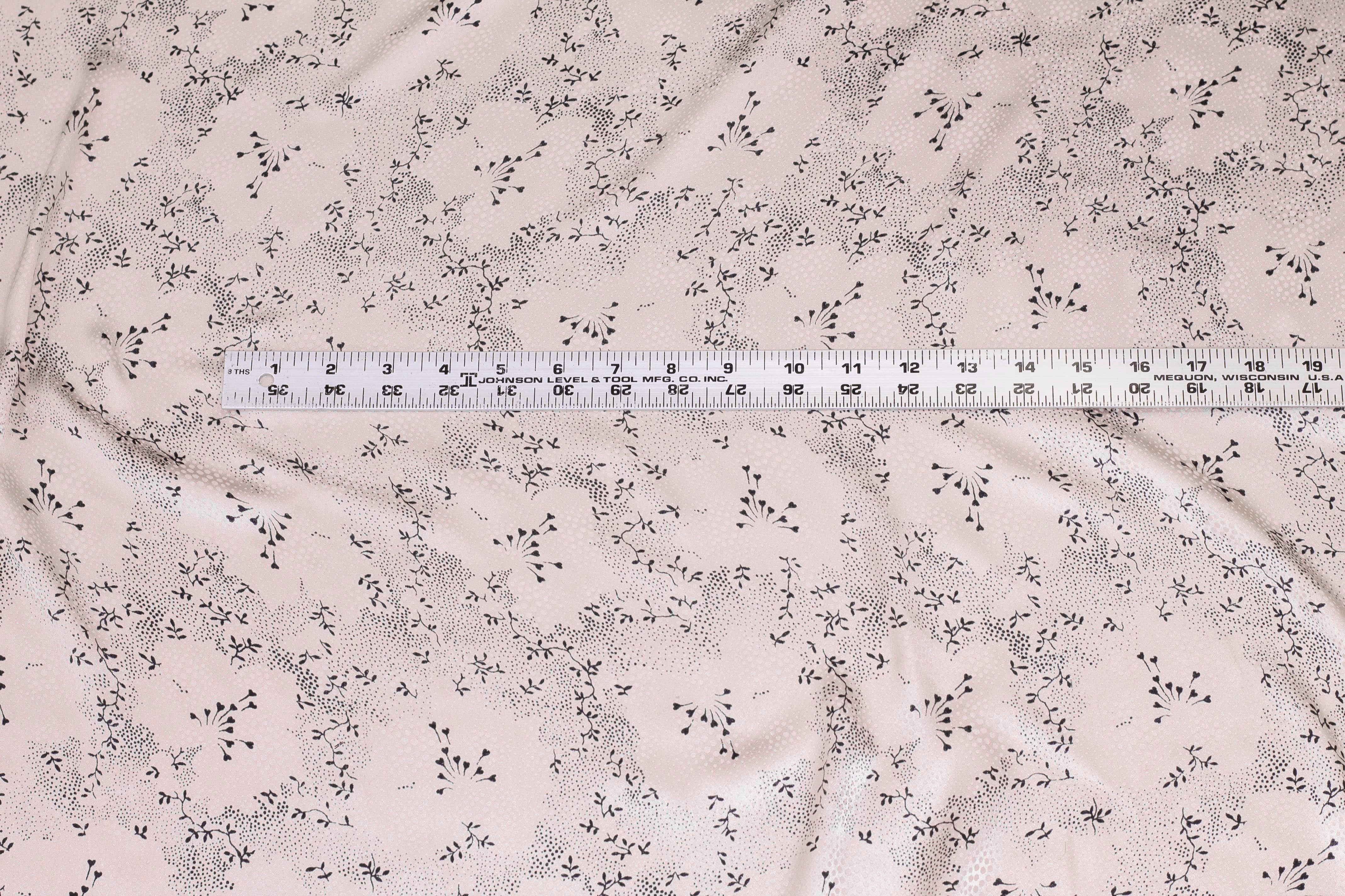 Printed Italian Silk Jacquard - Light Taupe / Black