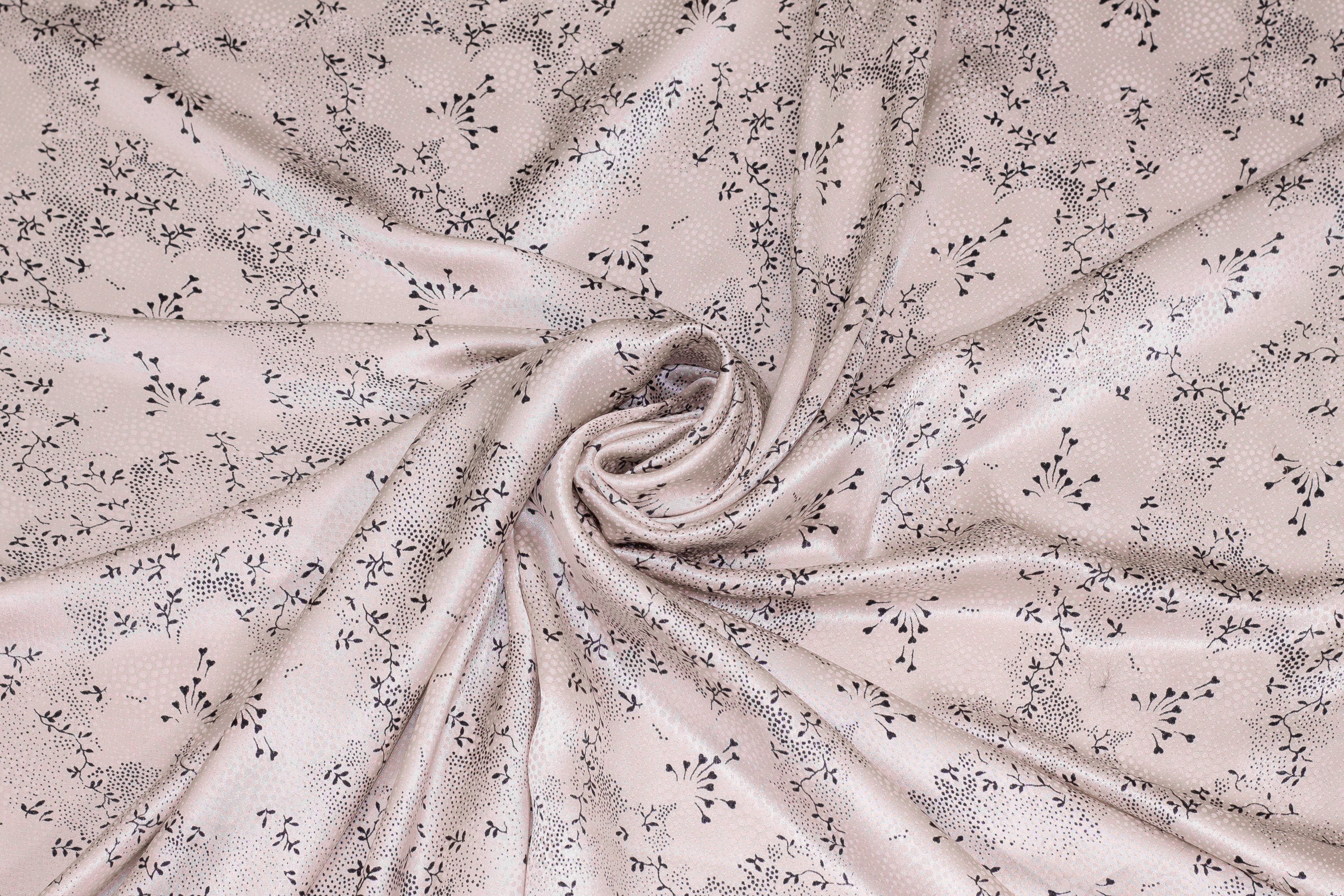 Printed Italian Silk Jacquard - Light Taupe / Black