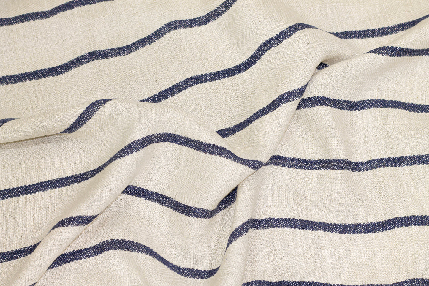 Striped Linen - Off White / Navy