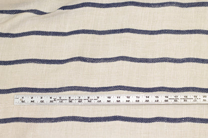 Striped Linen - Off White / Navy