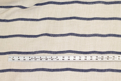 Striped Linen - Off White / Navy