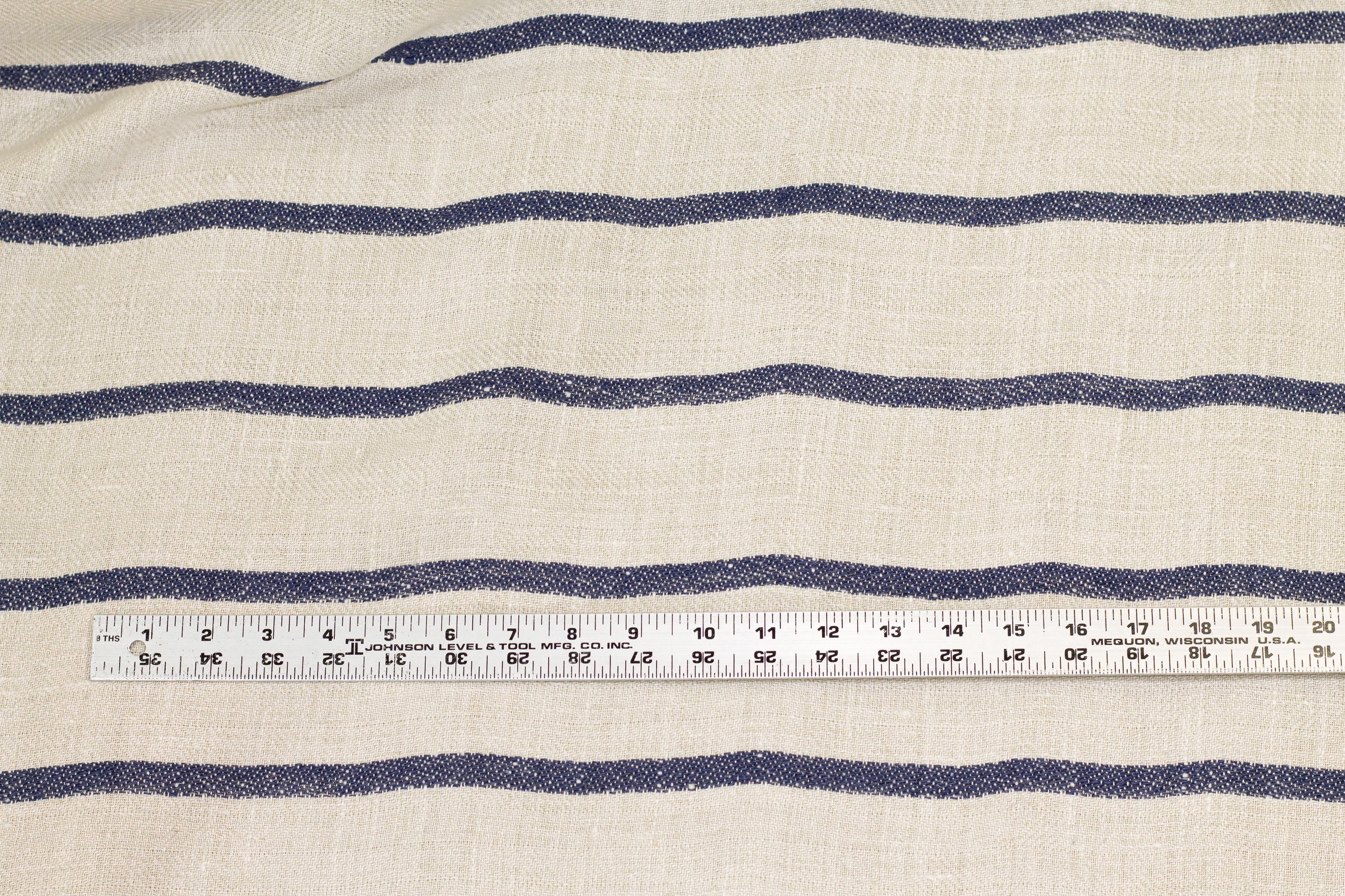 Striped Linen - Off White / Navy