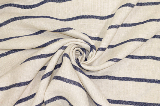 Striped Linen - Off White / Navy