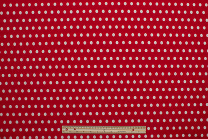 Polak Dot Cotton Brocade - Red and White