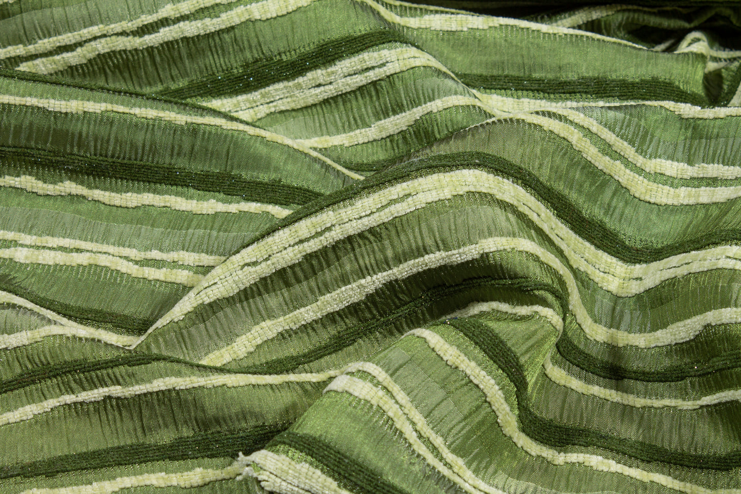 Striped Metallic Brocade - Green