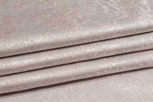 Abstract Metallic Brocade - Pink and Silver