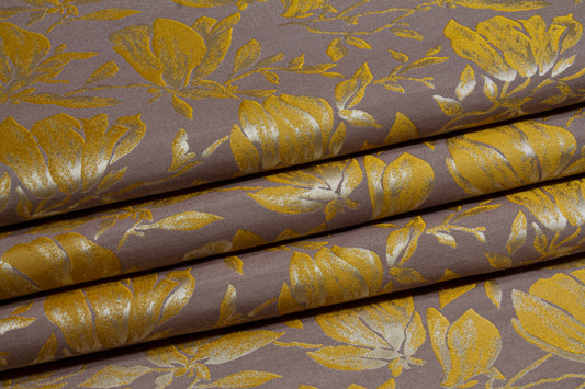 Floral Jacquard - Yellow and Taupe