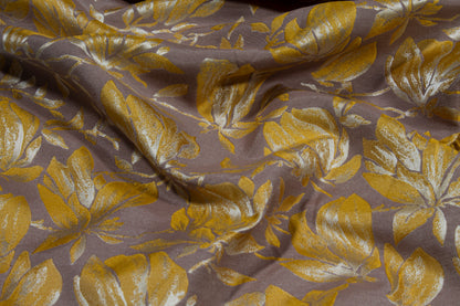 Floral Jacquard - Yellow and Taupe