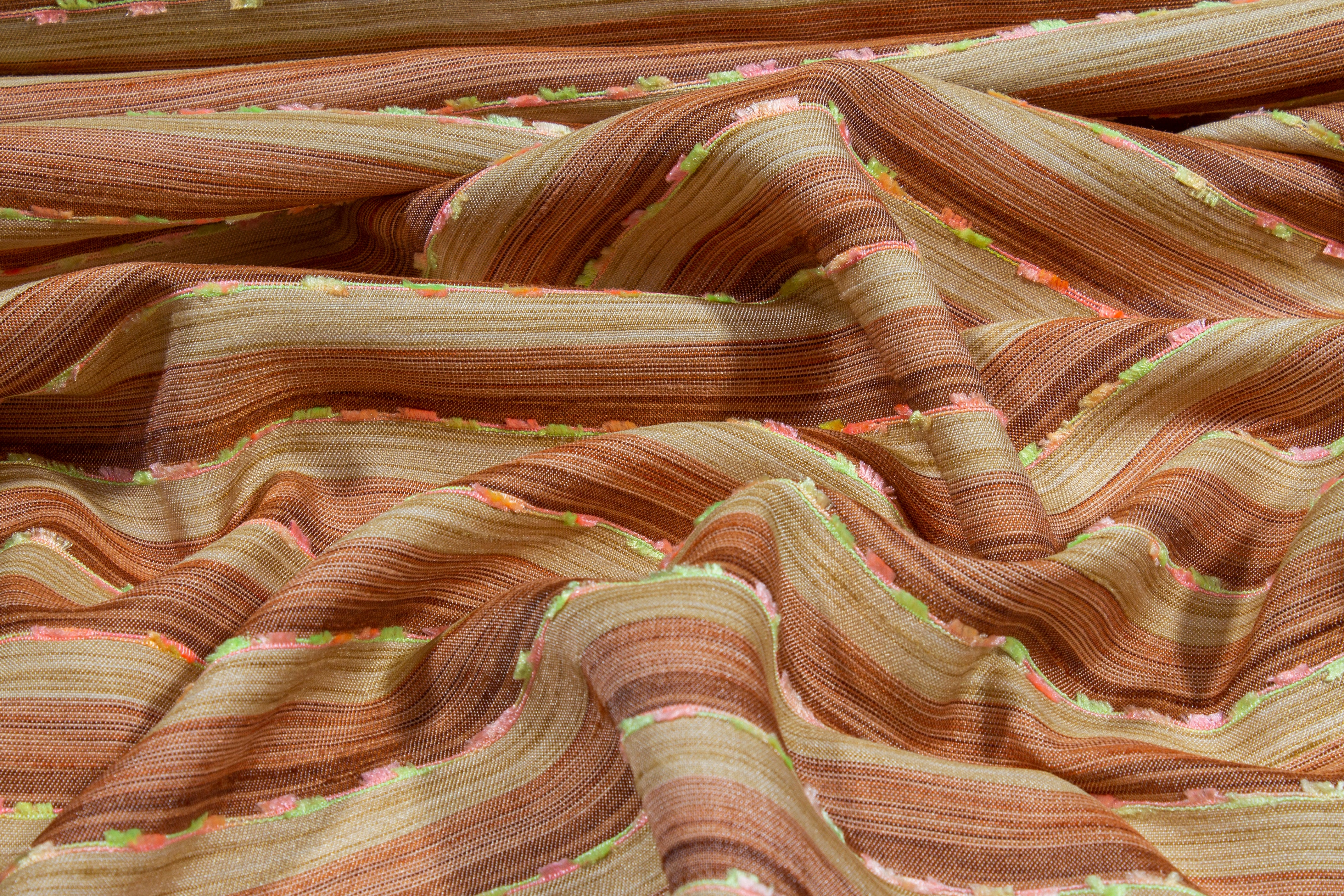 Striped Embroidered Italian Jacquard - Multicolor