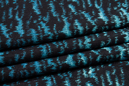 Static Metallic Brocade - Electric Blue and Black