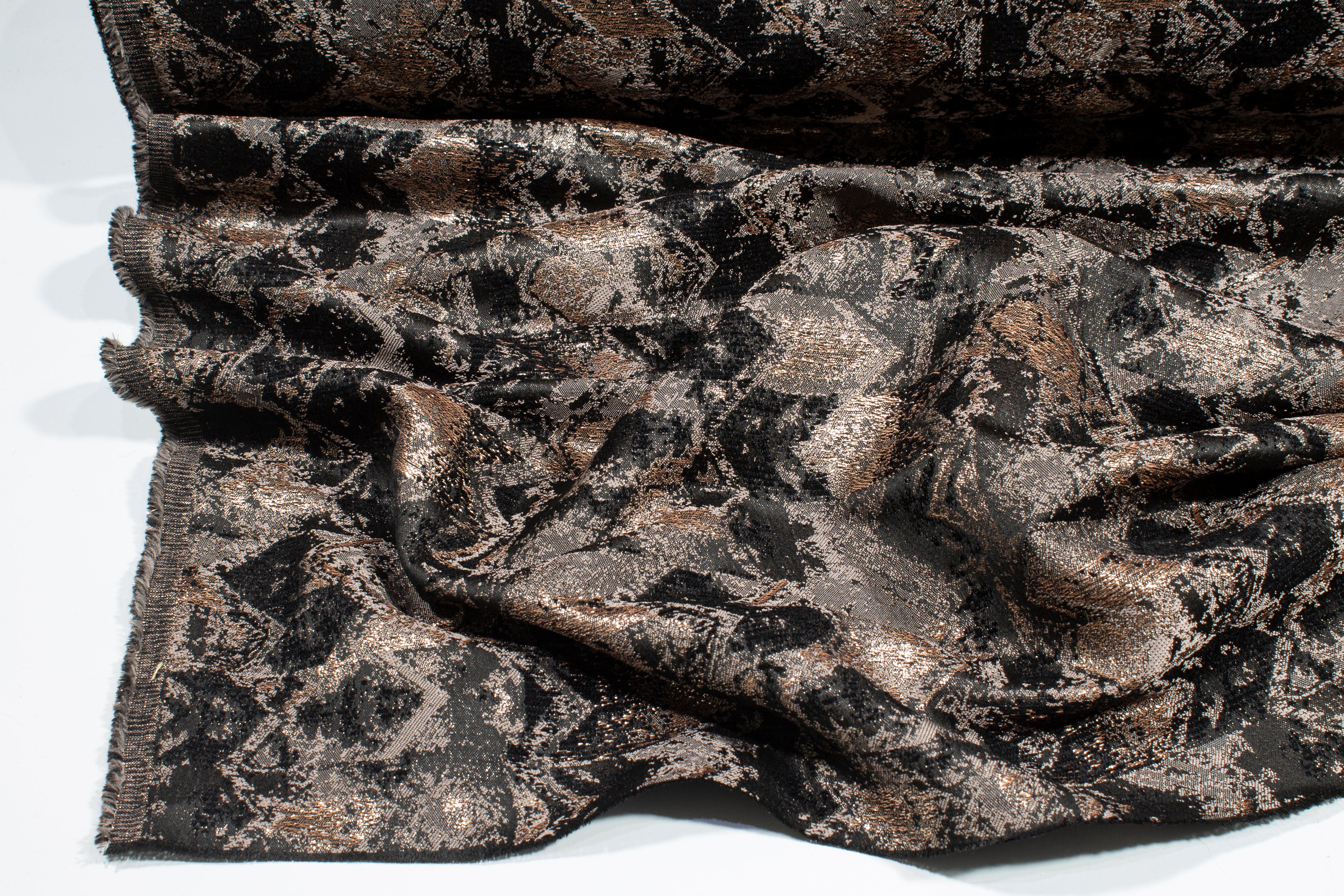 Abstract Metallic Brocade - Bronze and Black