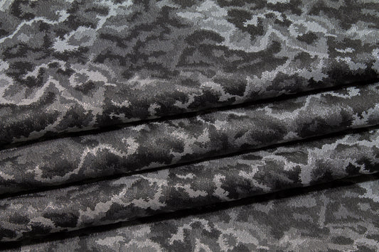 Abstract Metallic Jacquard - Charcoal Gray