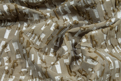 Abstract Crushed Metallic Brocade - Khaki
