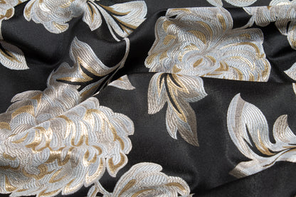 Floral Metallic Brocade - Taupe, Gray, Black, Gold