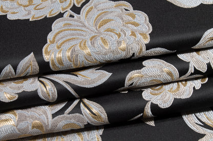 Floral Metallic Brocade - Taupe, Gray, Black, Gold