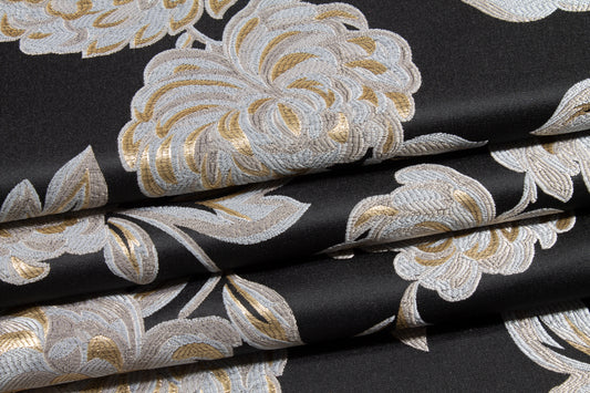 Metallic Floral Brocade - Taupe, Gray, Black, Gold