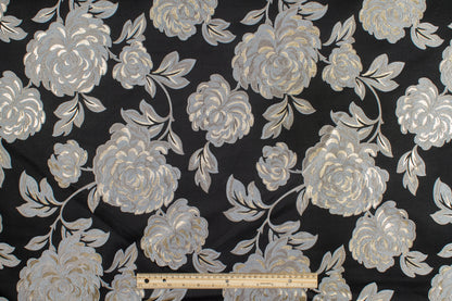 Floral Metallic Brocade - Taupe, Gray, Black, Gold