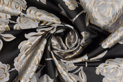 Floral Metallic Brocade - Taupe, Gray, Black, Gold