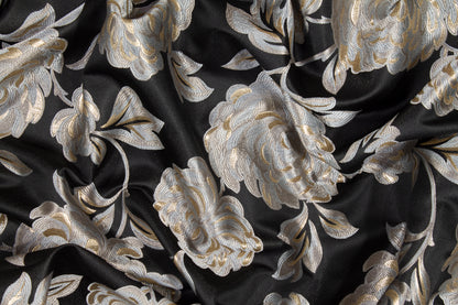 Floral Metallic Brocade - Taupe, Gray, Black, Gold