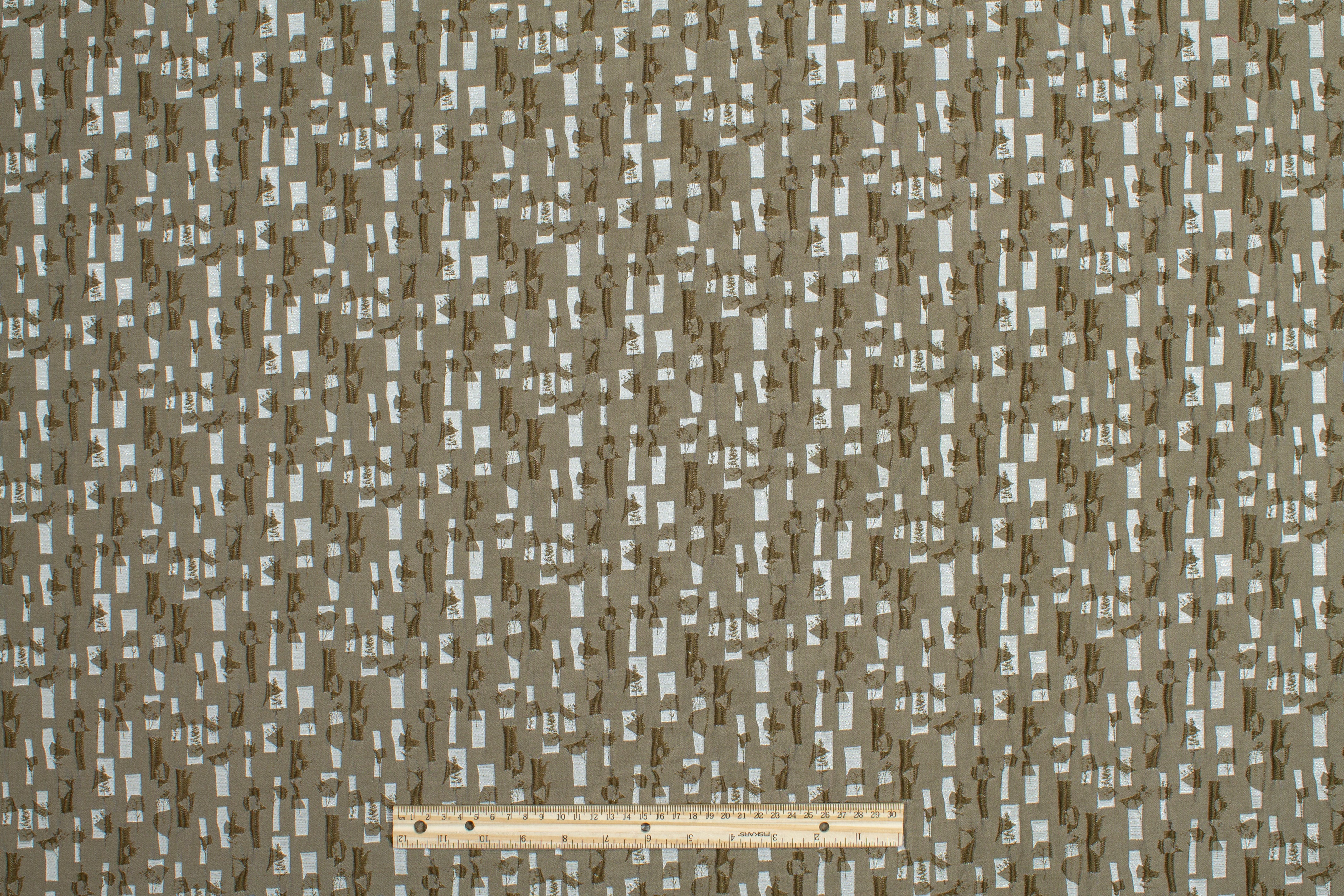 Abstract Crushed Metallic Brocade - Khaki