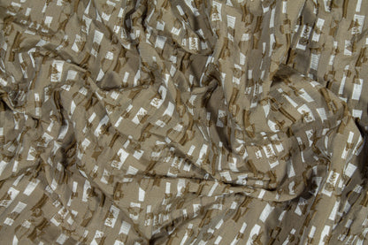 Abstract Crushed Metallic Brocade - Khaki