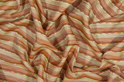 Striped Embroidered Italian Jacquard - Multicolor