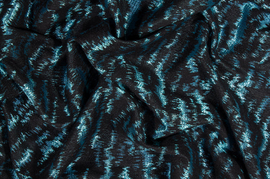 Static Metallic Brocade - Electric Blue and Black