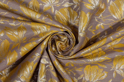 Floral Jacquard - Yellow and Taupe