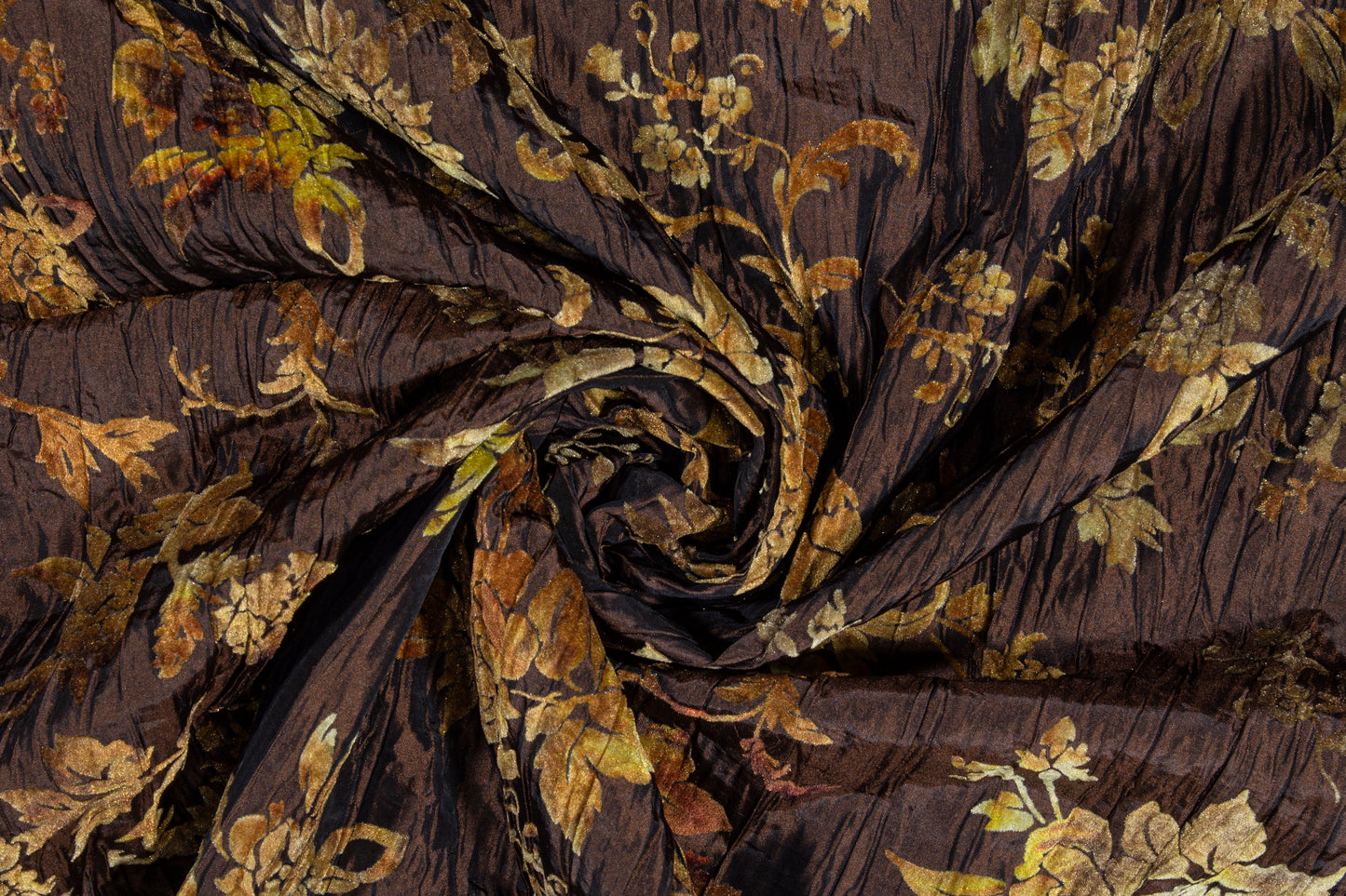 Floral Cut Velvet on Crushed Taffeta - Bronze