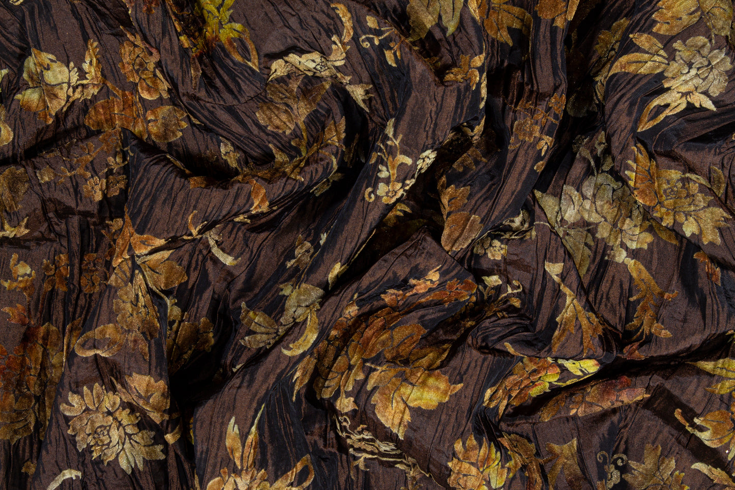 Floral Cut Velvet on Crushed Taffeta - Bronze