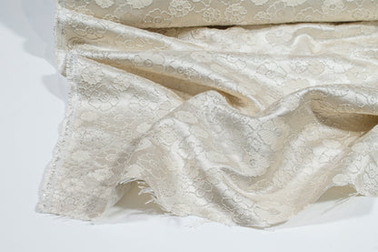 Floral Metallic Brocade - Off White and Silver
