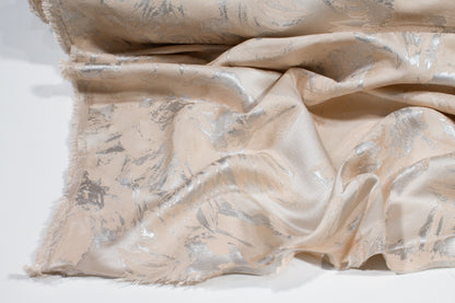 Floral Metallic Brocade - Beige and silver
