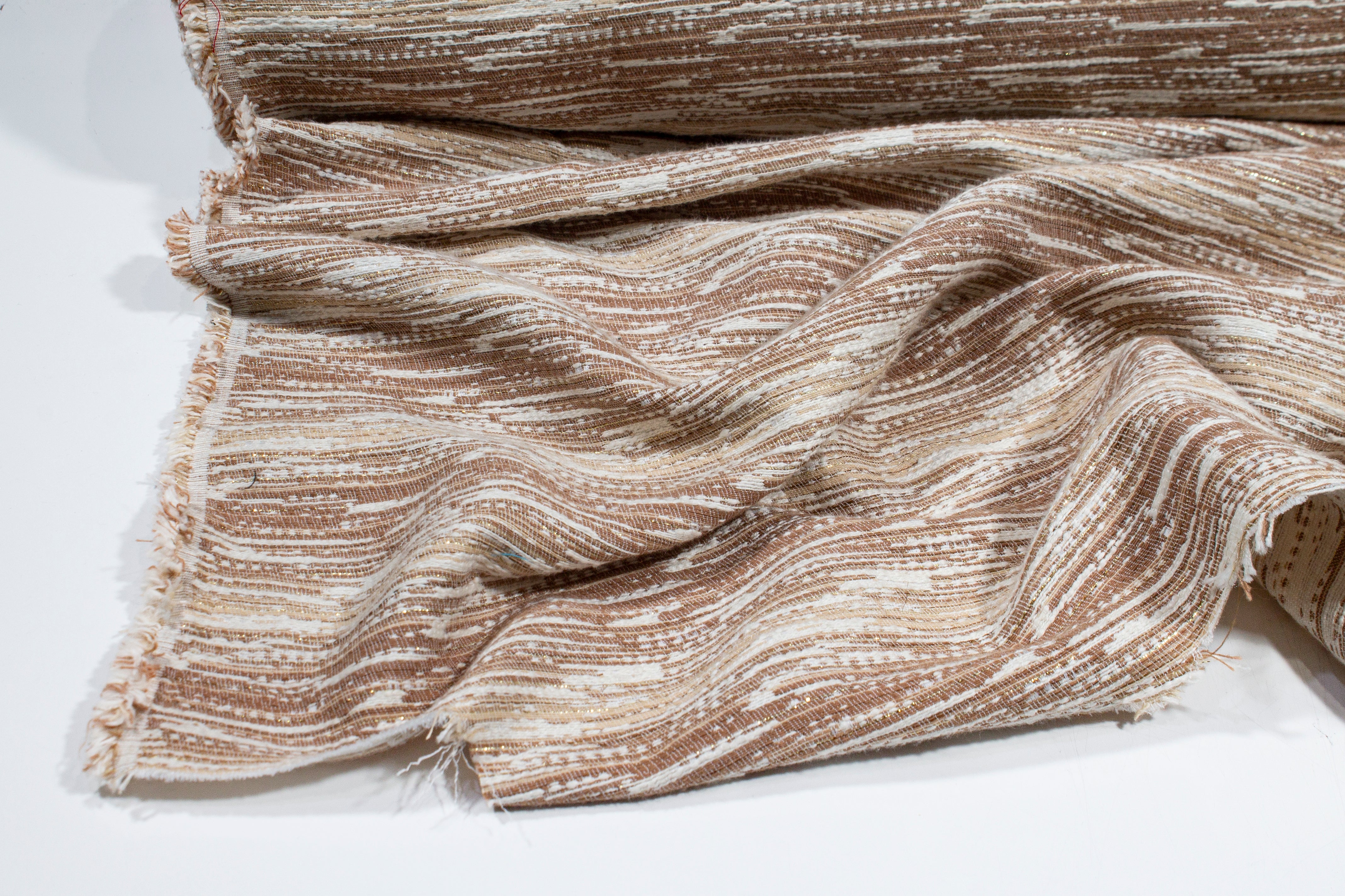 Metallic Poly Cotton Brocade - Khaki Brown