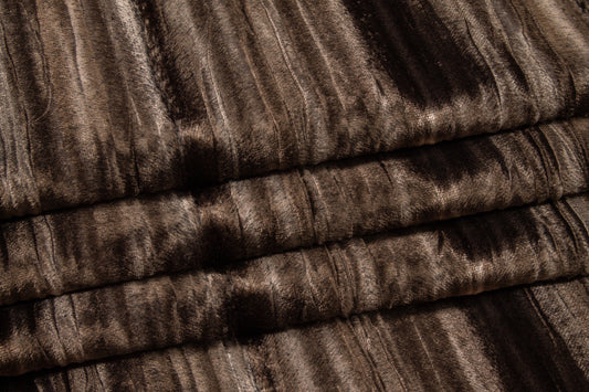 Crushed Striped Rayon Velvet - Gray / Brown