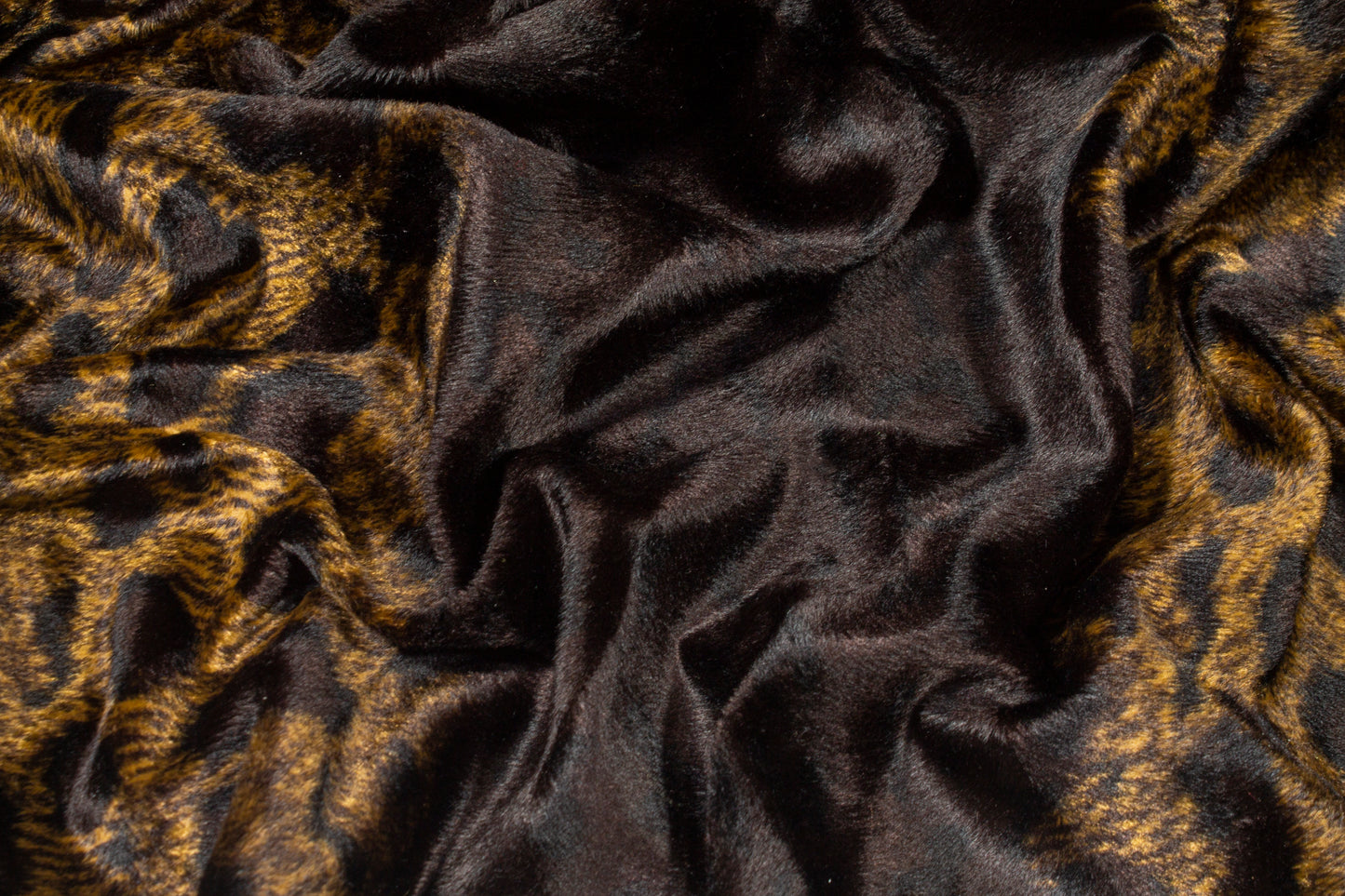 Striped Cheetah Print Faux Fur - Brown