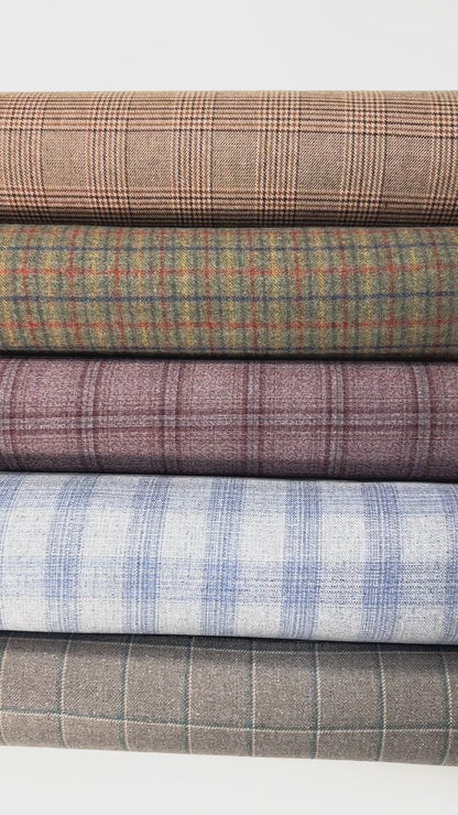 Plaid Italian Wool Suiting - Mauve