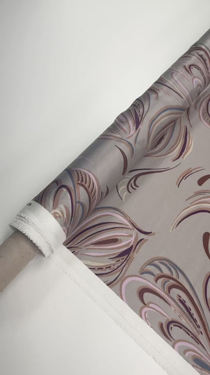 Abstract Floral Italian Silk Charmeuse - Taupe