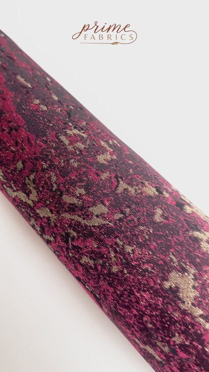 Abstract Metallic Brocade - Burgundy / Gold
