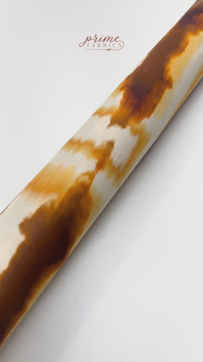 Printed Italian Linen - Brown / Yellow / White