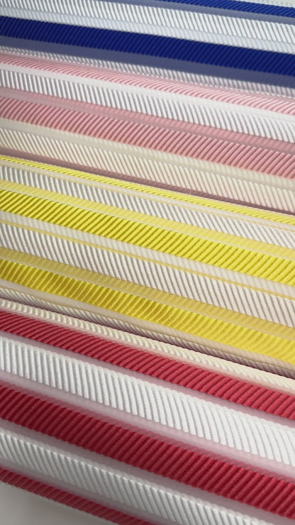 Ribbed Striped Organza Burnout Brocade - Yellow / White