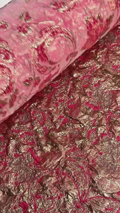 Double Faced Metallic Brocade - Magenta / Gold