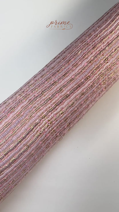 Metallic Viscose Chenille Tweed - Pink / Purple / Gold