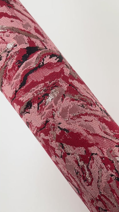 Abstract Metallic Brocade - Red / Pink