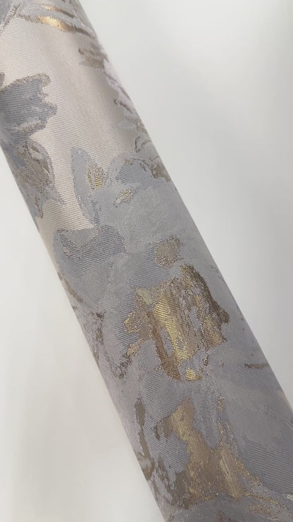 Floral Metallic Brocade - Platinum Gray, Gold, Silver